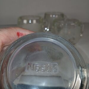 Set of 4 Nestle Coffee Cups Nescafe Etched Glass World Map Mugs